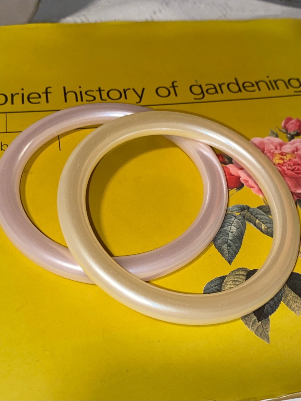 Vintage Pearlescent Pink and Cream Lucite Bangle Set